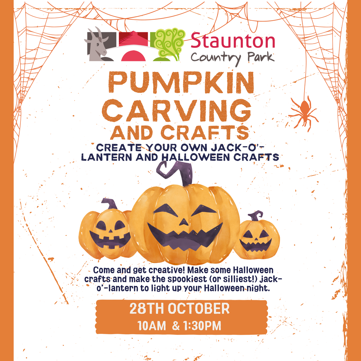 Pumpkin Carving and Halloween Crafts at Staunton Country Park - Wednesday 28th October 2026