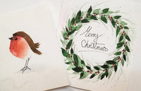 Pen & Watercolour Robins & Wreaths - Stubbington Library - Tuesday 12th December 2023