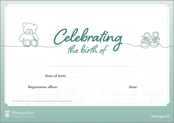 Commemorative Birth Certificate - Style 2